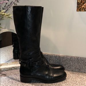 Via Spiga Black Leather Riding Boots